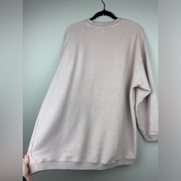 AERIE Women's Medium Oversized Ribbed Knit Textured Pullover Sweater Pale Pink - Picture 13 of 14